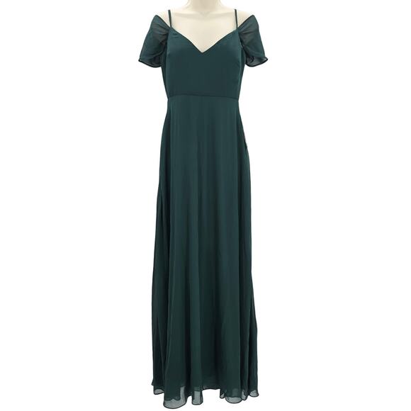 Birdy Grey Dresses & Skirts - Birdy Grey Womans size S Devin Chiffon Formal Maxi Dress Gown Slit Emerald NEW